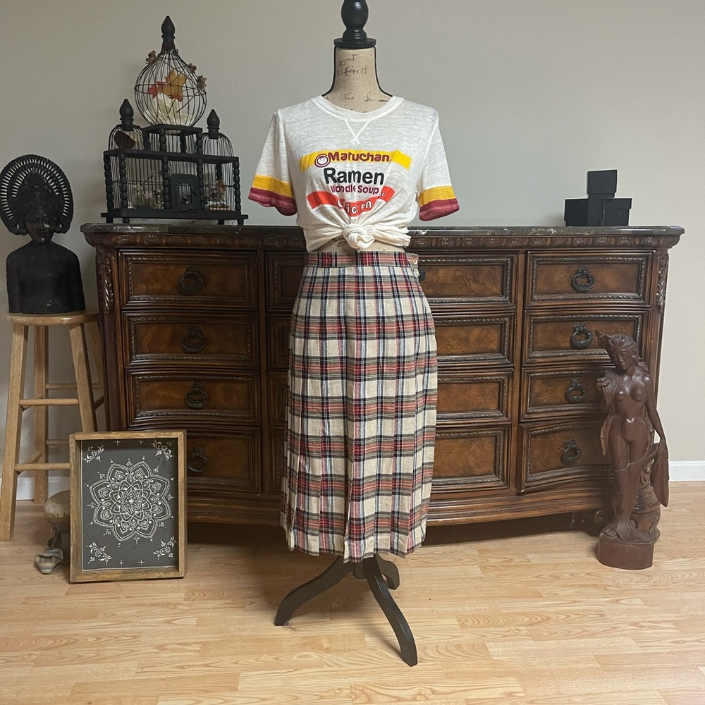 Vintage 1970's plaid midi skirt